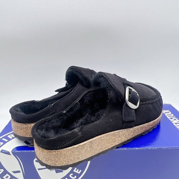 Birkenstock Buckley Shearling Clogs Flat Black Suede EU 37 Women US 6- 6.5 - Picture 6 of 12
